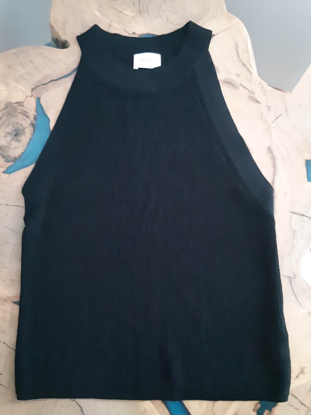 Wilfred Black Ribbed Crewneck Halter Style Sweater Tank